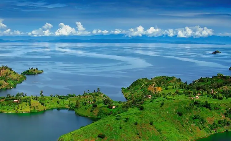 Scenic Lake Kivu landscape and holiday destination in Rwanda